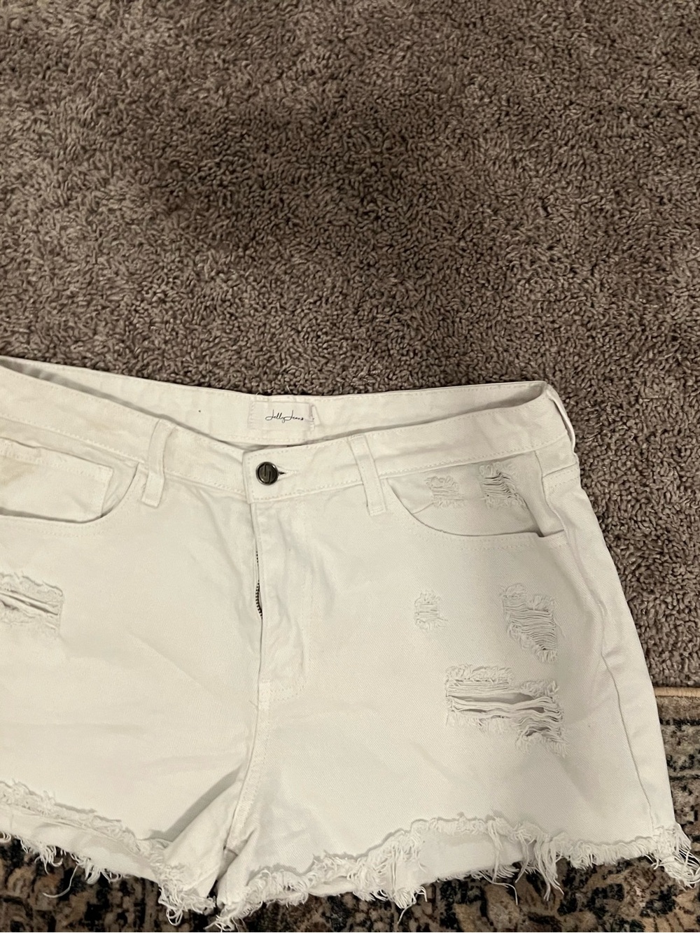 Jelly Beans White High-Waist Distressed Denim Shorts